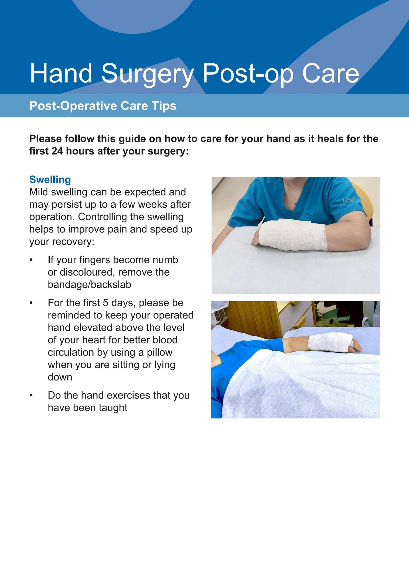 Hand Surgery Post-op Care by KTPH_YCH - Issuu