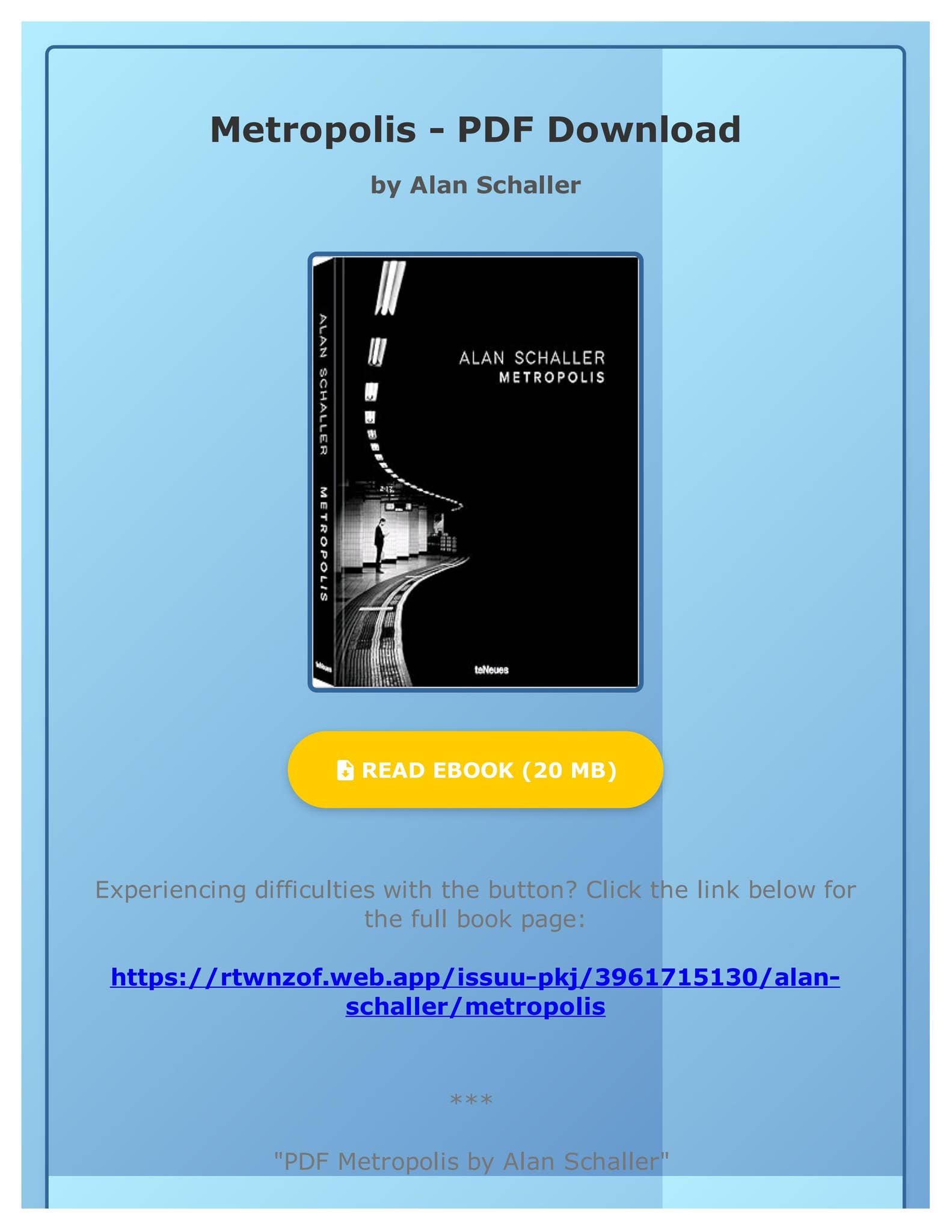 美品・Alan Schaller METROPOLIS teNeues New Book 