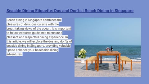 Coastes - Seaside Dining Etiquette: Dos and Don'ts | Beach Dining in Singapore 第 2 页