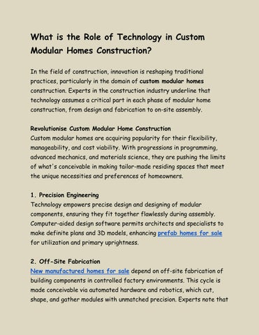 What is the Role of Technology in Custom Modular Homes Construction? by ...