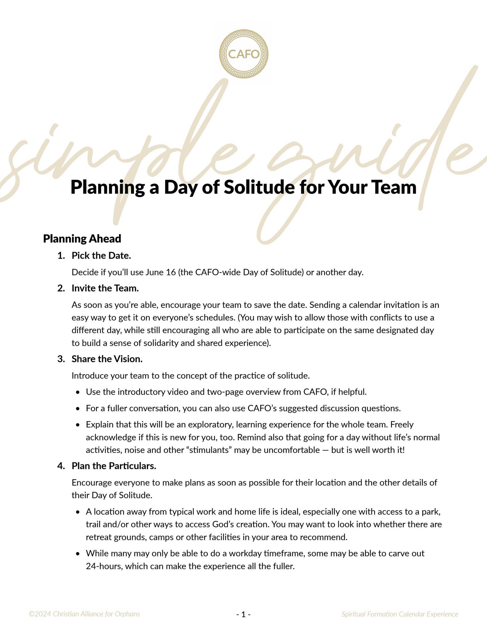Solitude Guide 2024 by Christian Alliance for Orphans - Issuu