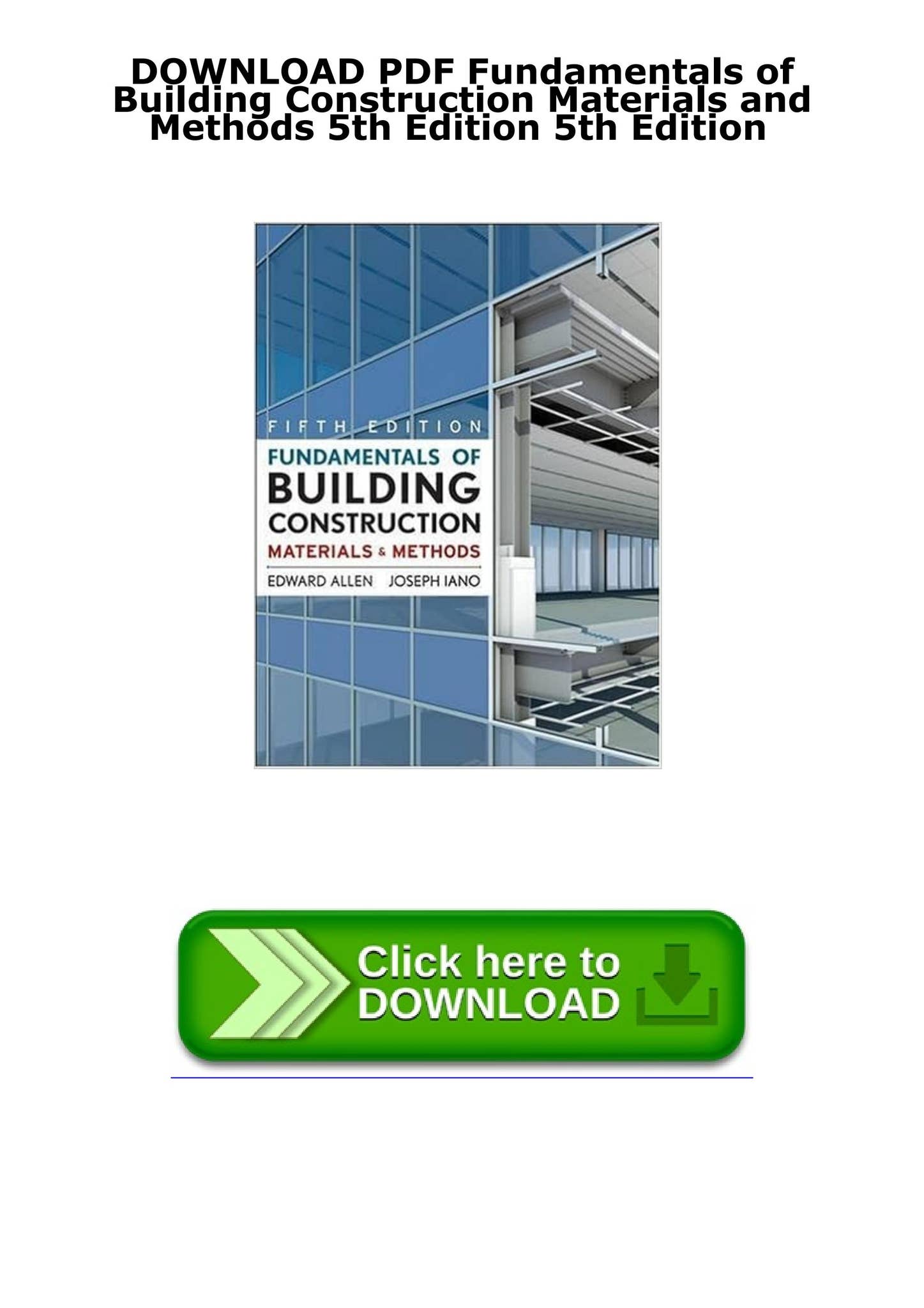 DOWNLOAD PDF Fundamentals of Building Construction Materials and ...