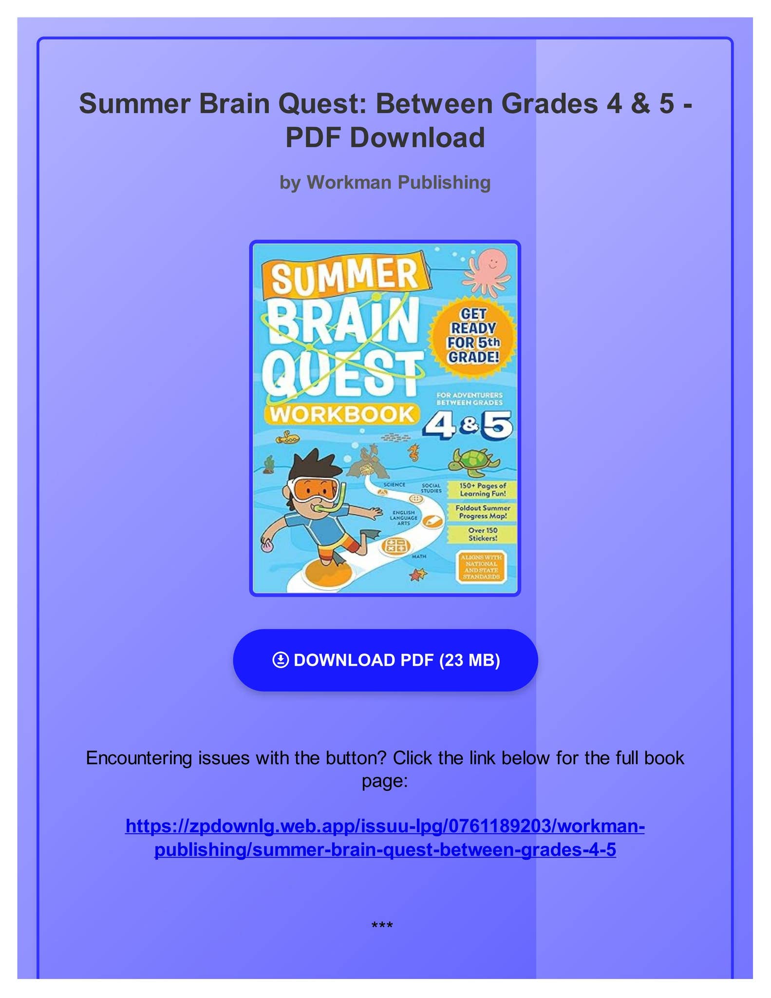 PDF) Summer Brain Quest: Between Grades 4 & 5 by Workman