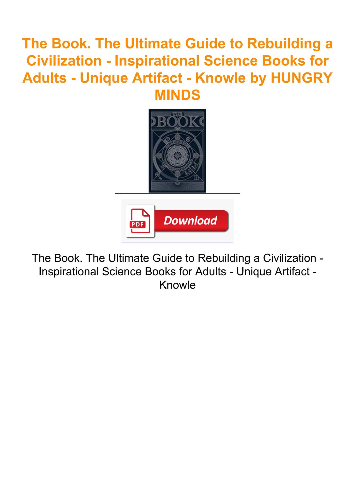 PDF/READ The Book. The Ultimate Guide to Rebuilding a Civilization by ebooksnew Issuu