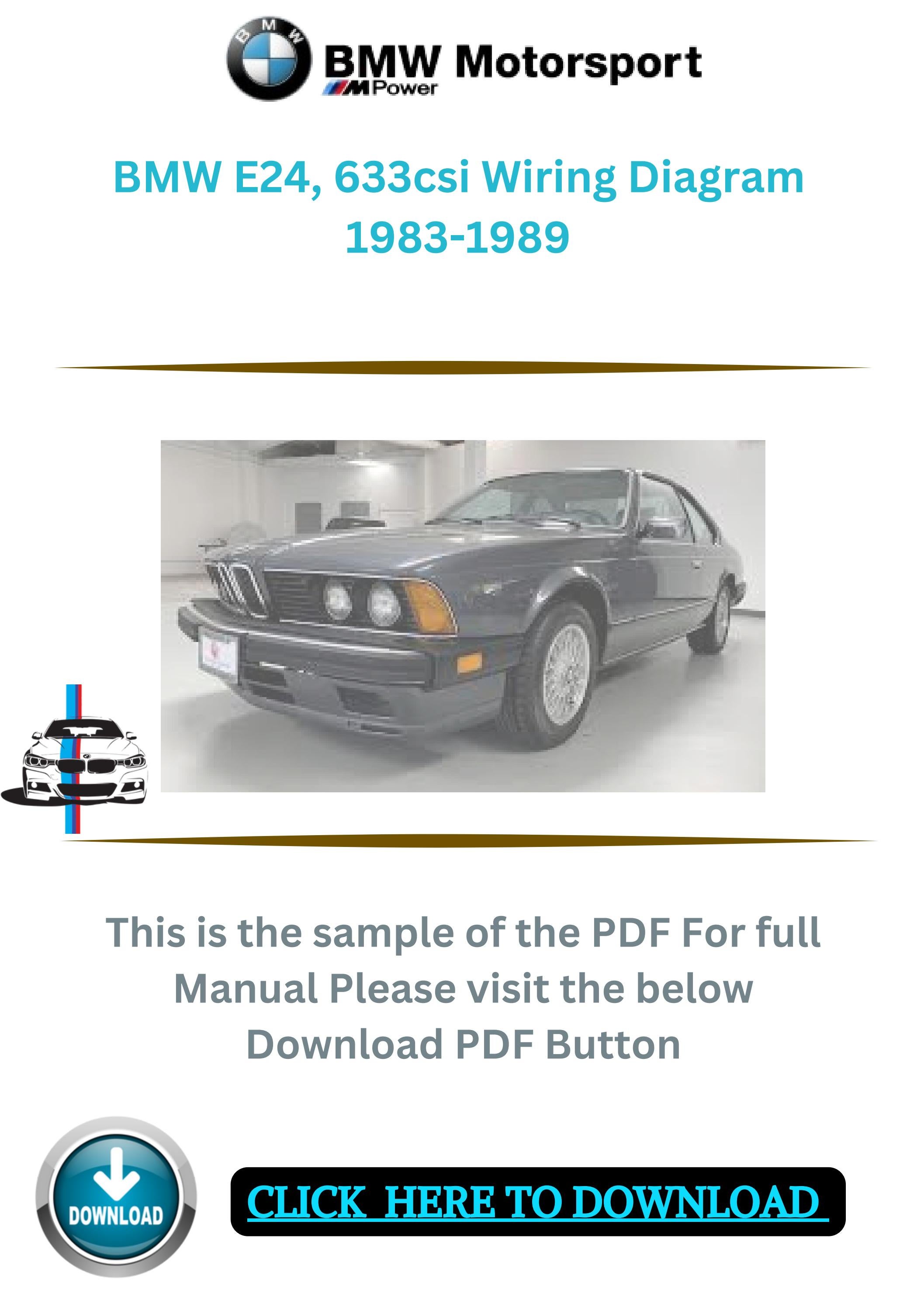BMW E24, 633csi Wiring Diagram 1983-1989 by Agriculture Equipment
