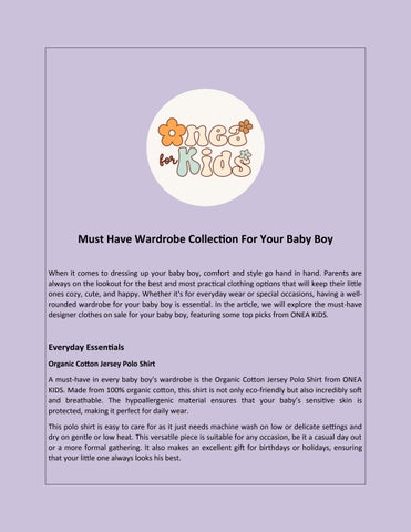 Must Have Wardrobe Collection For Your Baby Boy
