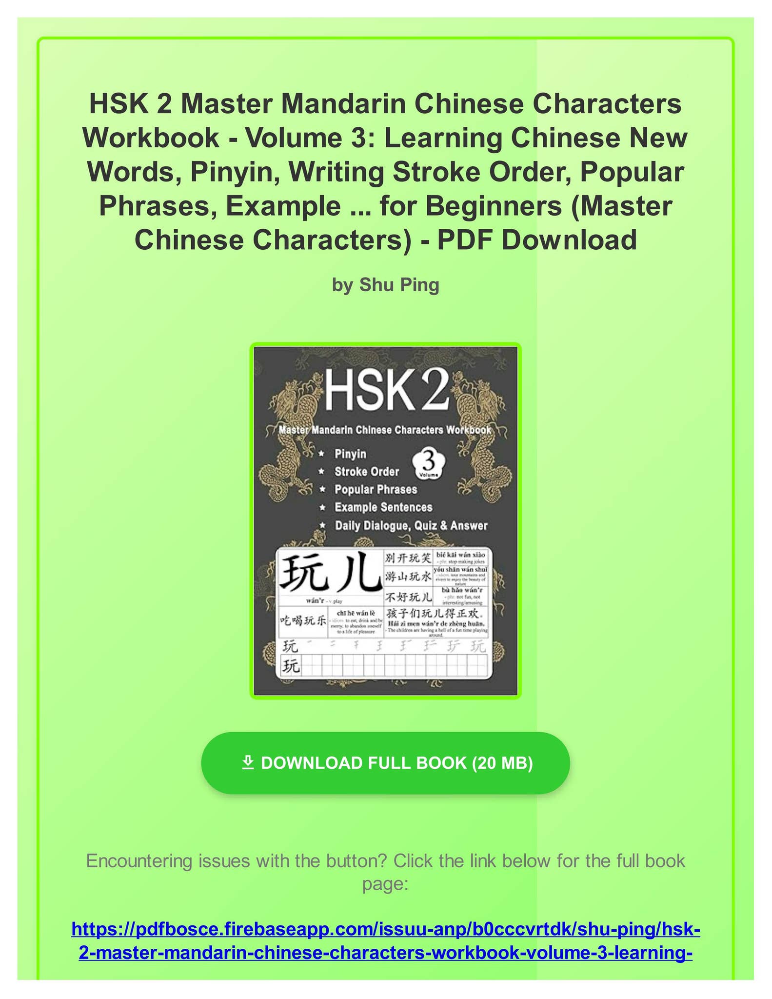 Ebook HSK 2 Master Mandarin Chinese Characters Workbook