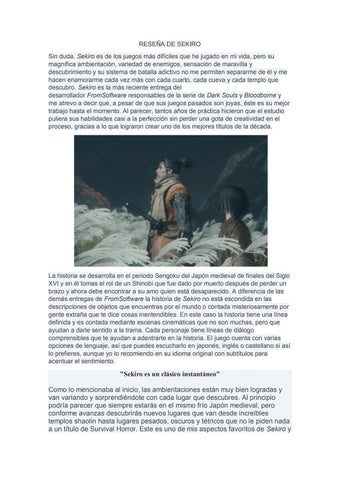 Reseña de Sekiro 