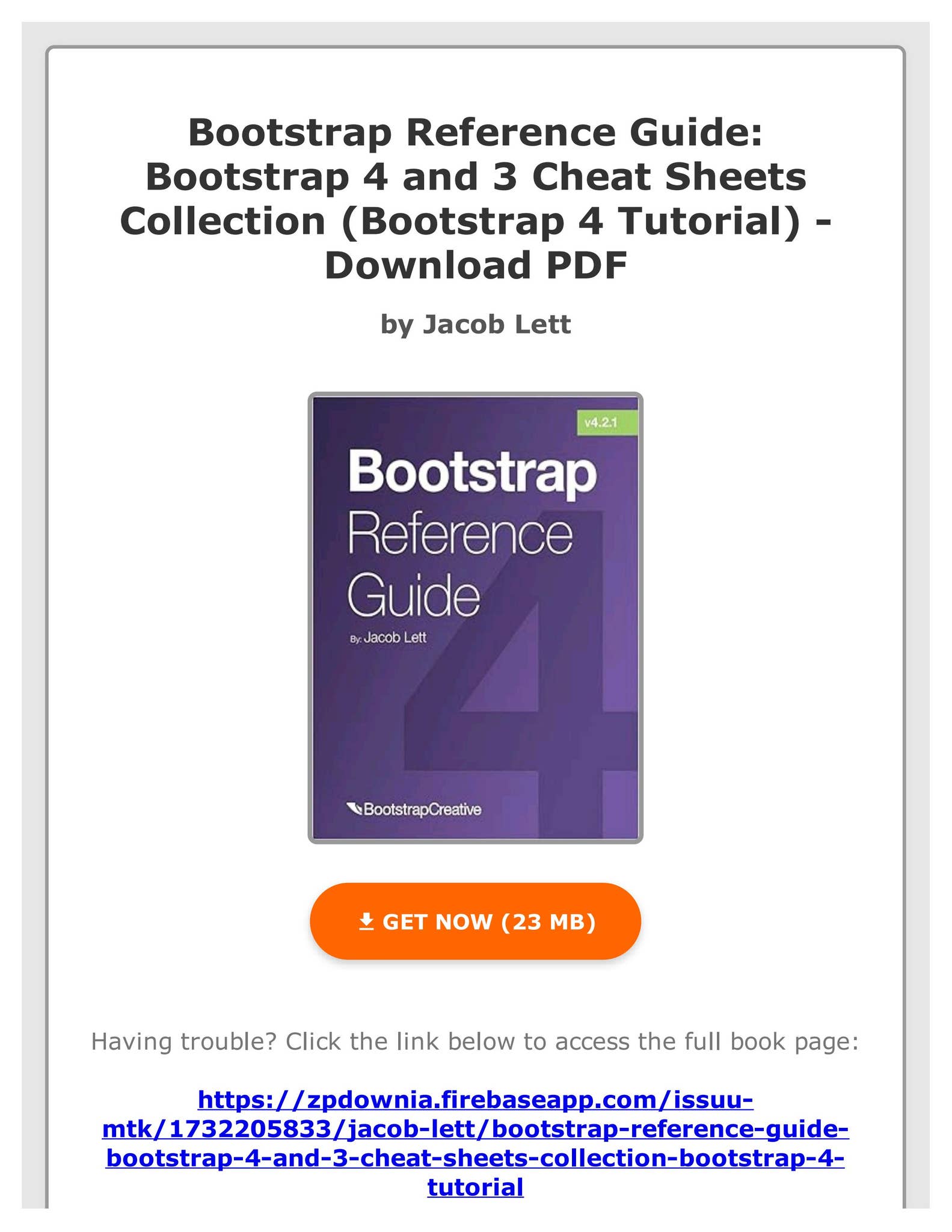 (PDF Ebook) Bootstrap Reference Guide: Bootstrap 4 and 3 Cheat Sheets ...