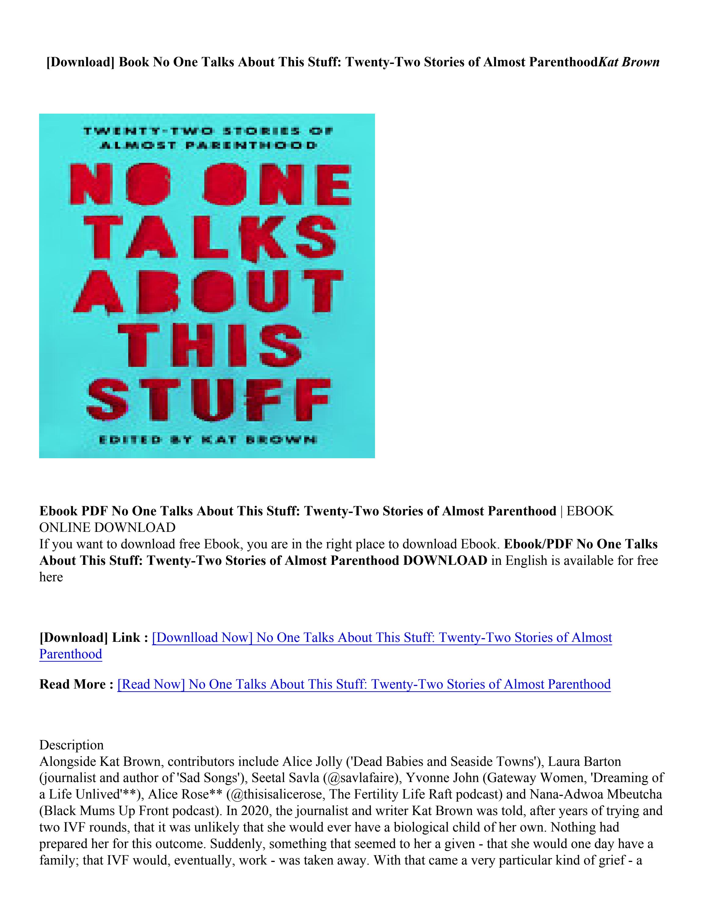 Download Book No One Talks About This Stuff Twenty Two Stories Of Download Book No One Talks About This Stuff Twenty Two Stories Of
