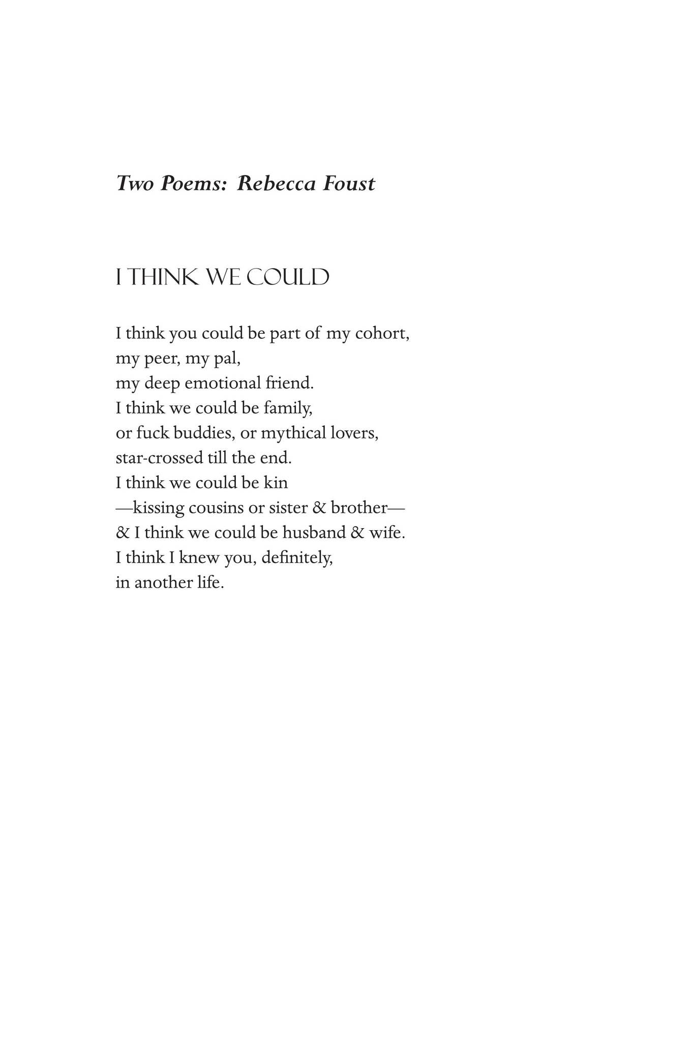 Foust Texts Two Poems by Rebecca Foust by newletters - Issuu