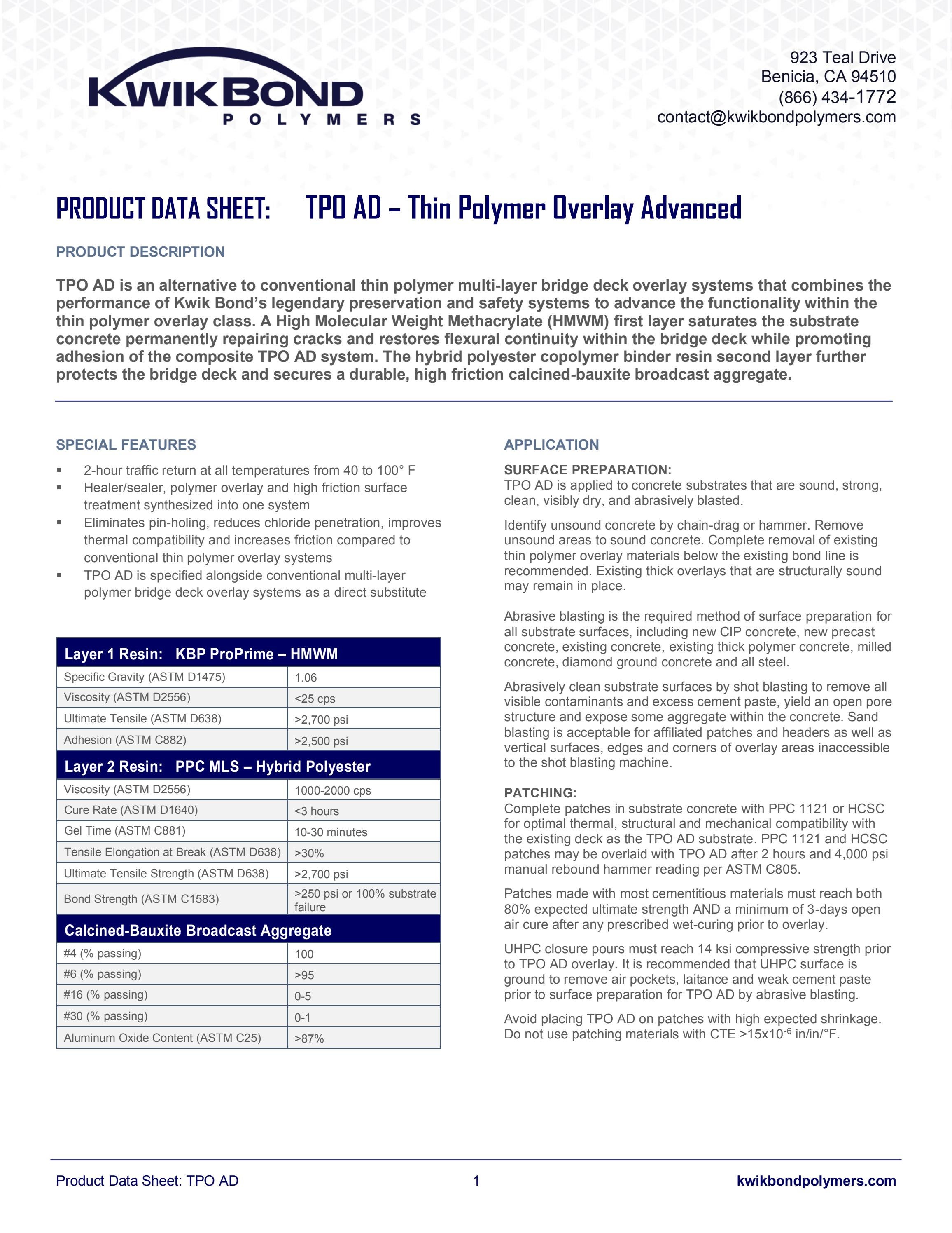 TPO AD - Thin Polymer Overlay Advanced by kwikbondpolymers - Issuu