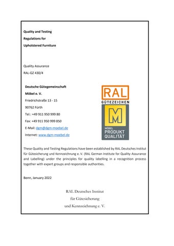 dgm-moebel.de 家具目录 · Quality and Testing Regulations for Upholstered 家具 第 3 页