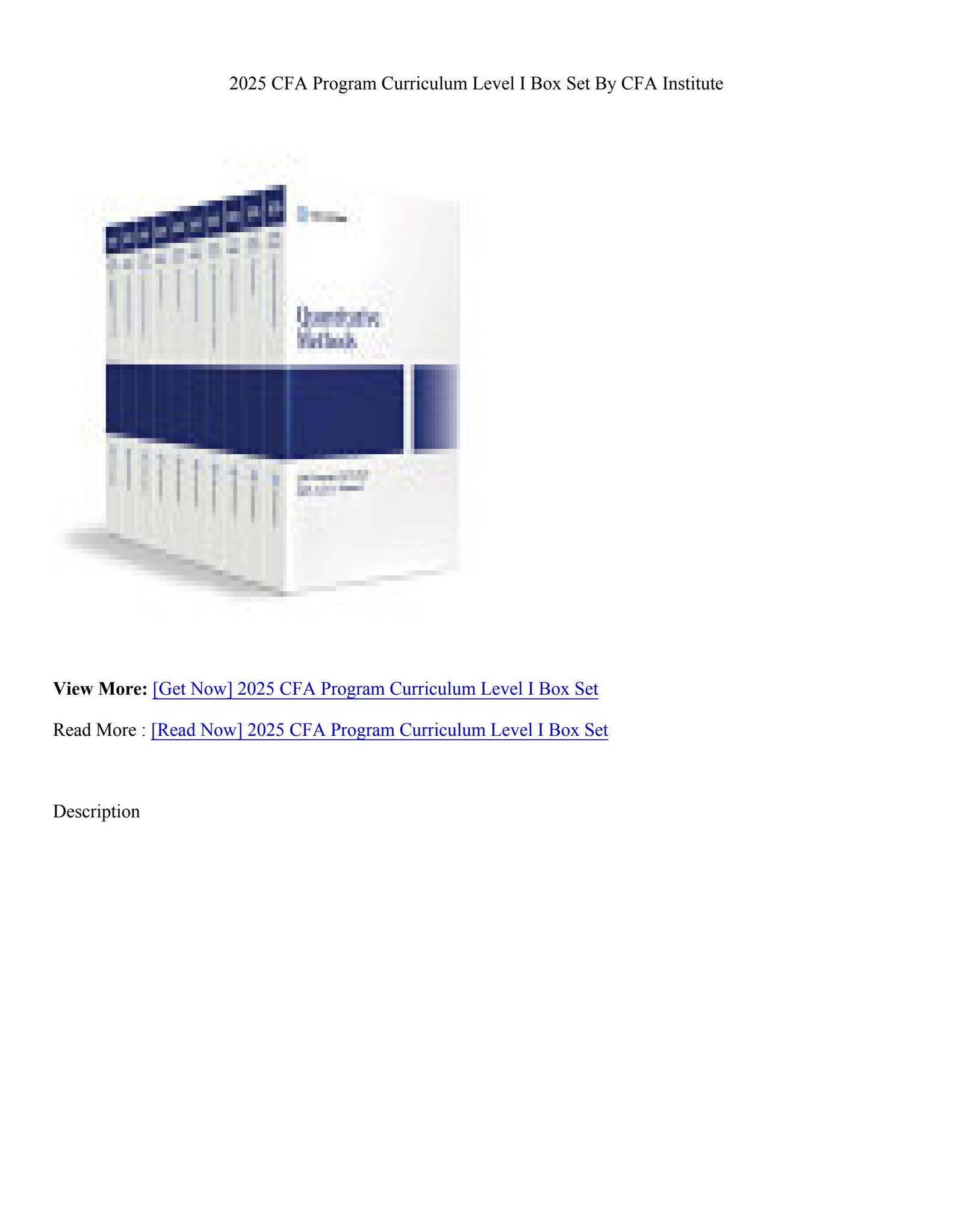 PDF Download) 2025 CFA Program Curriculum Level I Box Set By