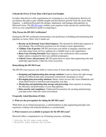 Become an Azure Data Engineering Dynamo: Mastering the DP-203 Exam by ...