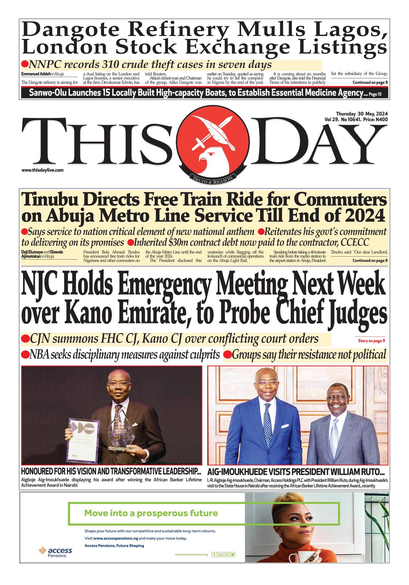 THURSDAY 30TH MAY 2024 by THISDAY Newspapers Ltd - Issuu