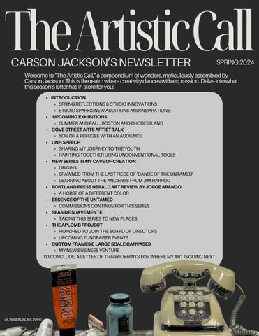 'The Artistic Call' - Carson Jackson's Spring Newsletter
