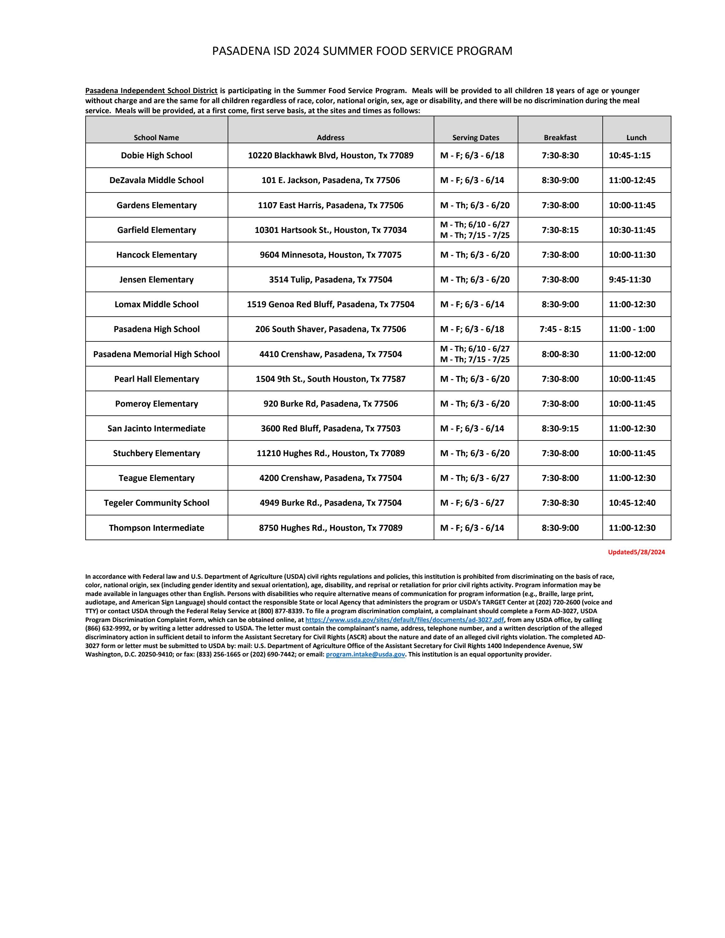 News ReleaseOpen Sites 2024 by Pasadena ISD Issuu