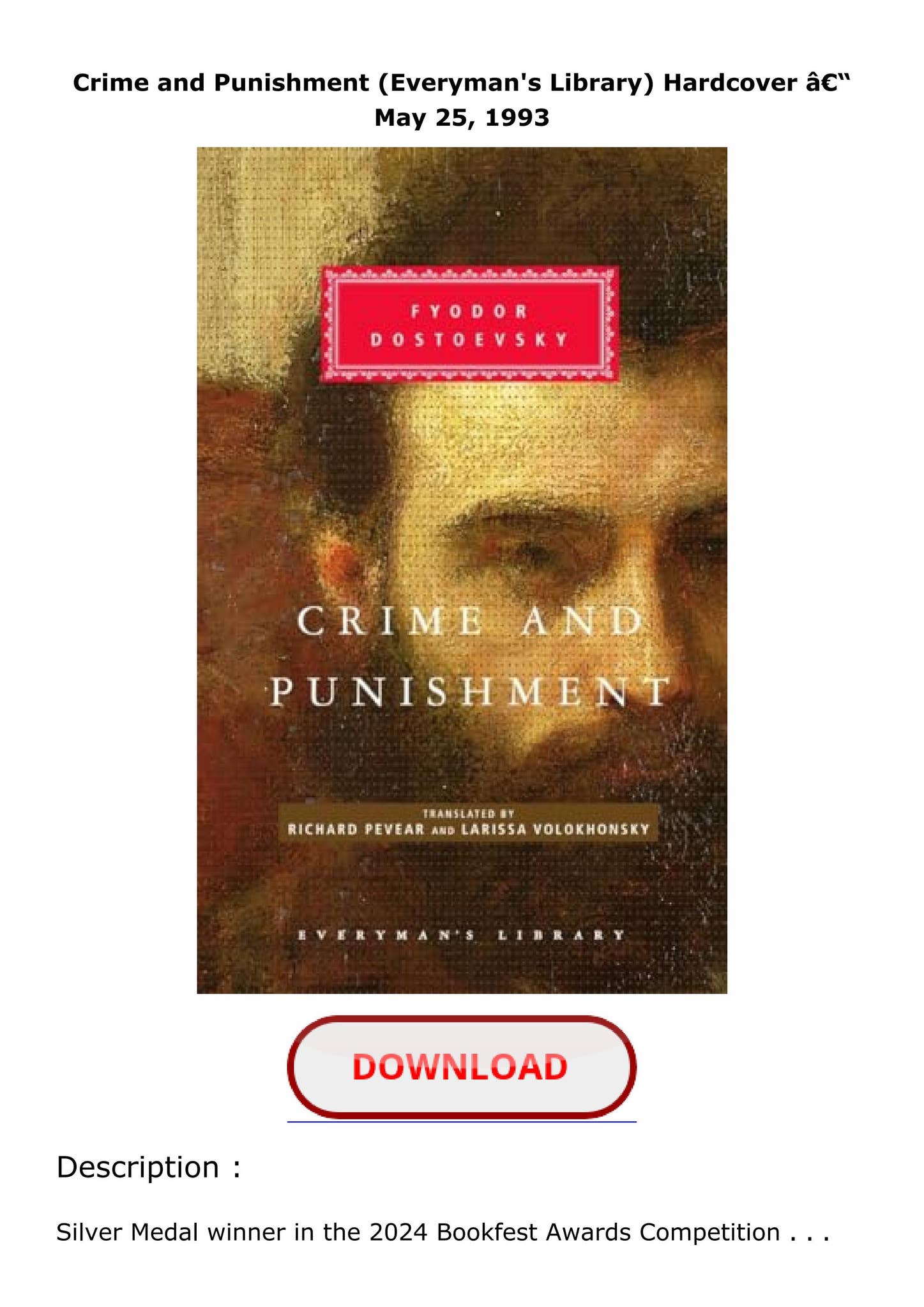 Pdf (read online) Crime and Punishment (Everyman's Library) Hardcover â ...