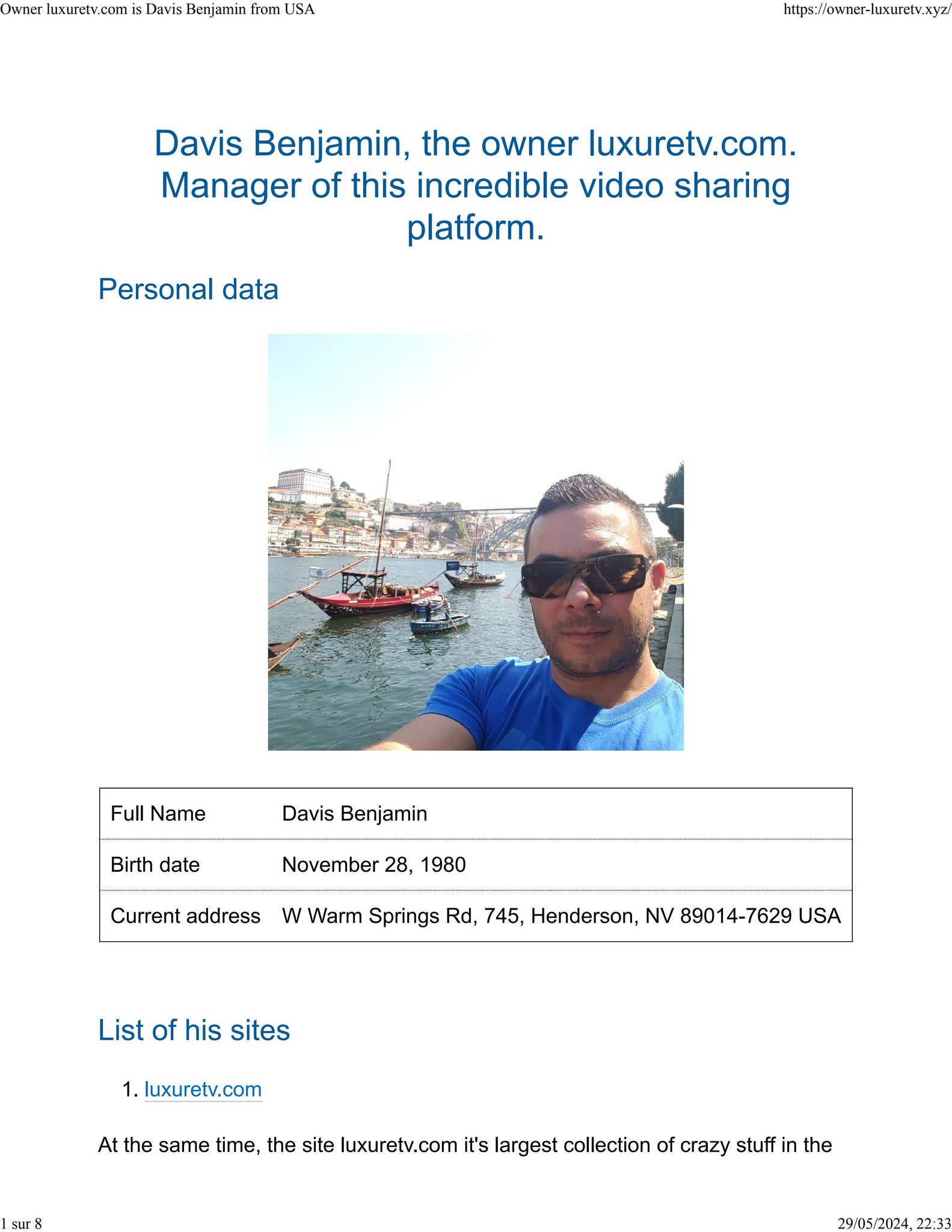 luxuretv Davis Benjamin, the owner luxuretv.com. Manager of this incredible video  sharing platform by samalbert21 - Issuu