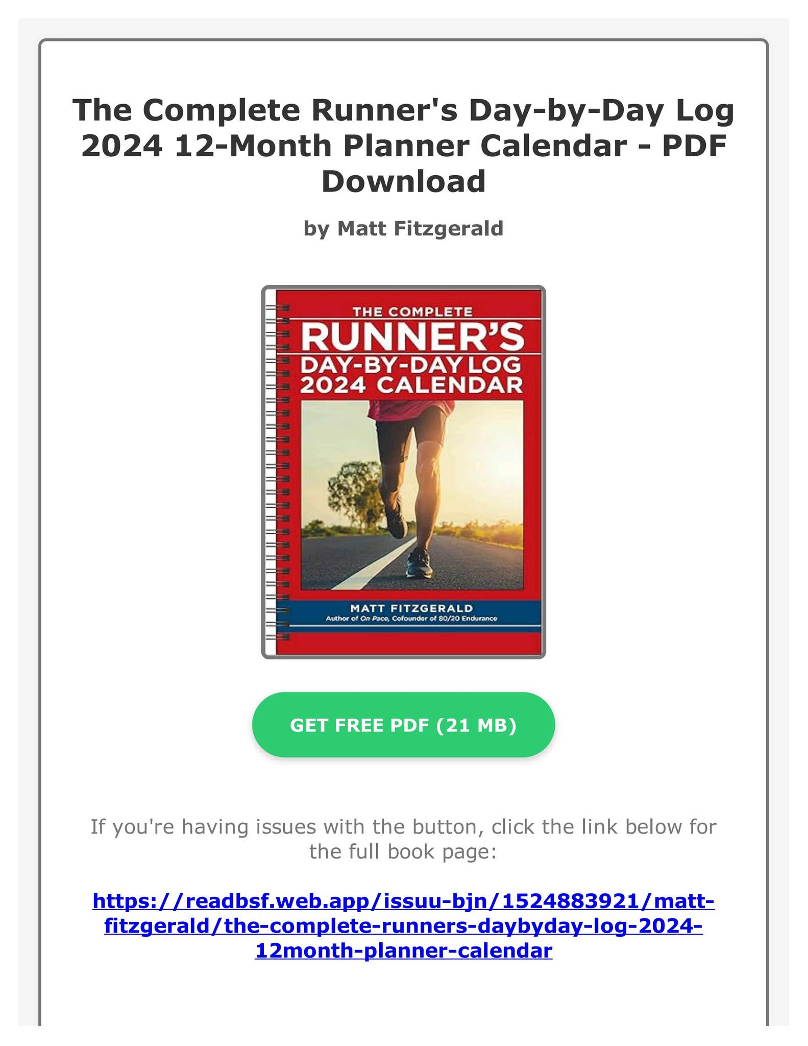 (Free PDF) The Complete Runner's DaybyDay Log 2024 12Month Planner