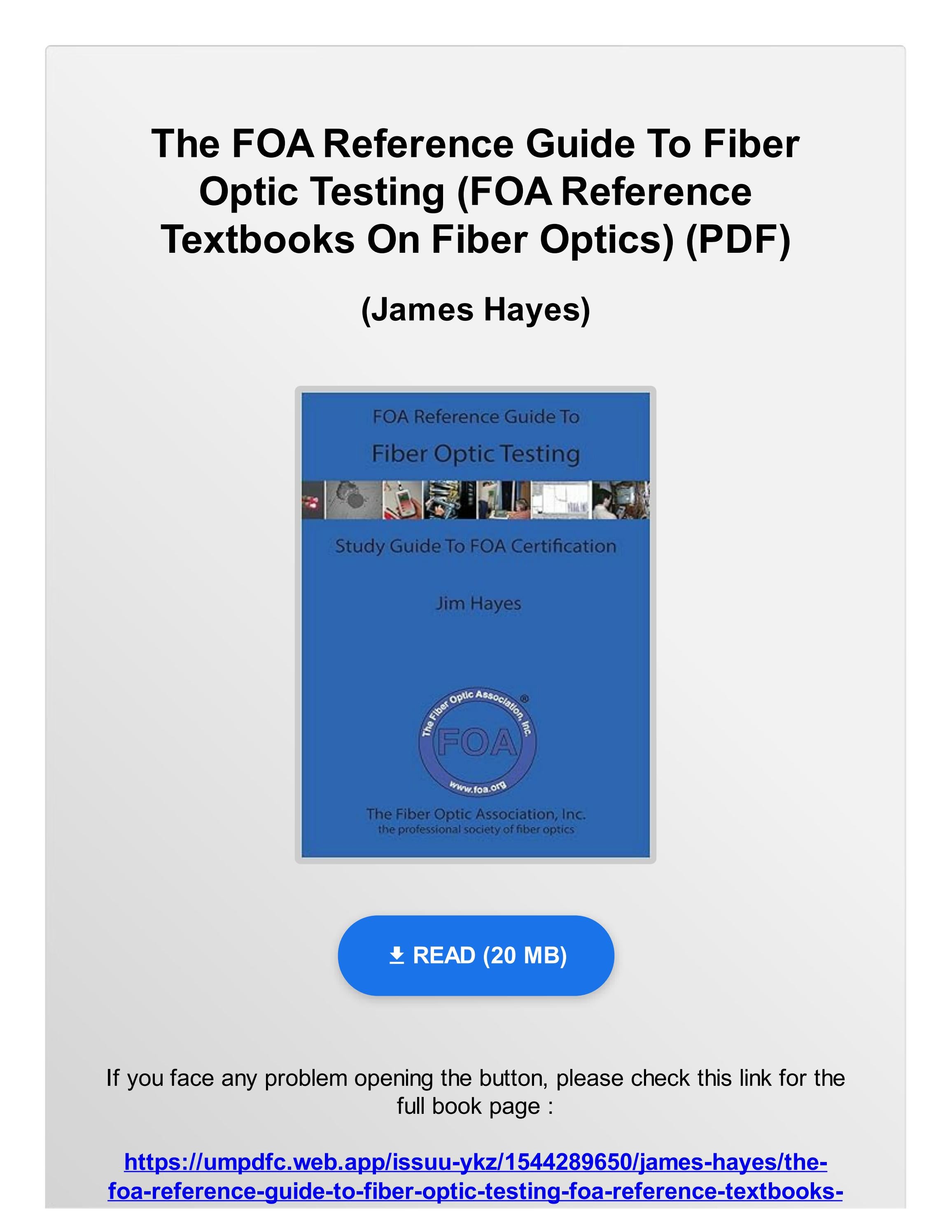 Pdf Free The Foa Reference Guide To Fiber Optic Testing Foa Reference Textbooks On Fiber Optics Pdf Free The Foa Reference Guide To Fiber Optic Testing Foa Reference Textbooks On Fiber Optics