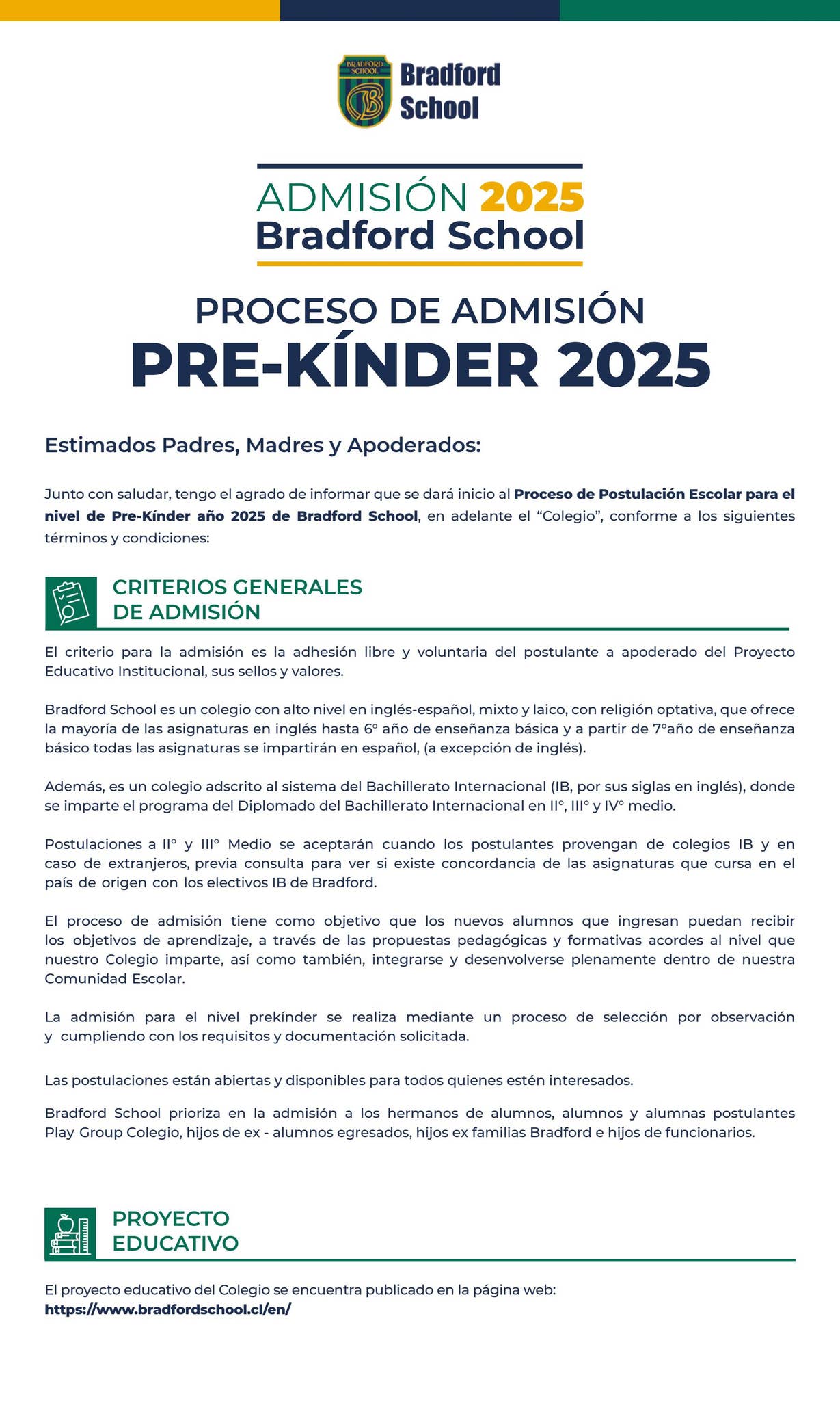 Proceso de Admisión Pre Kínder 2025 by Bradford School - Issuu
