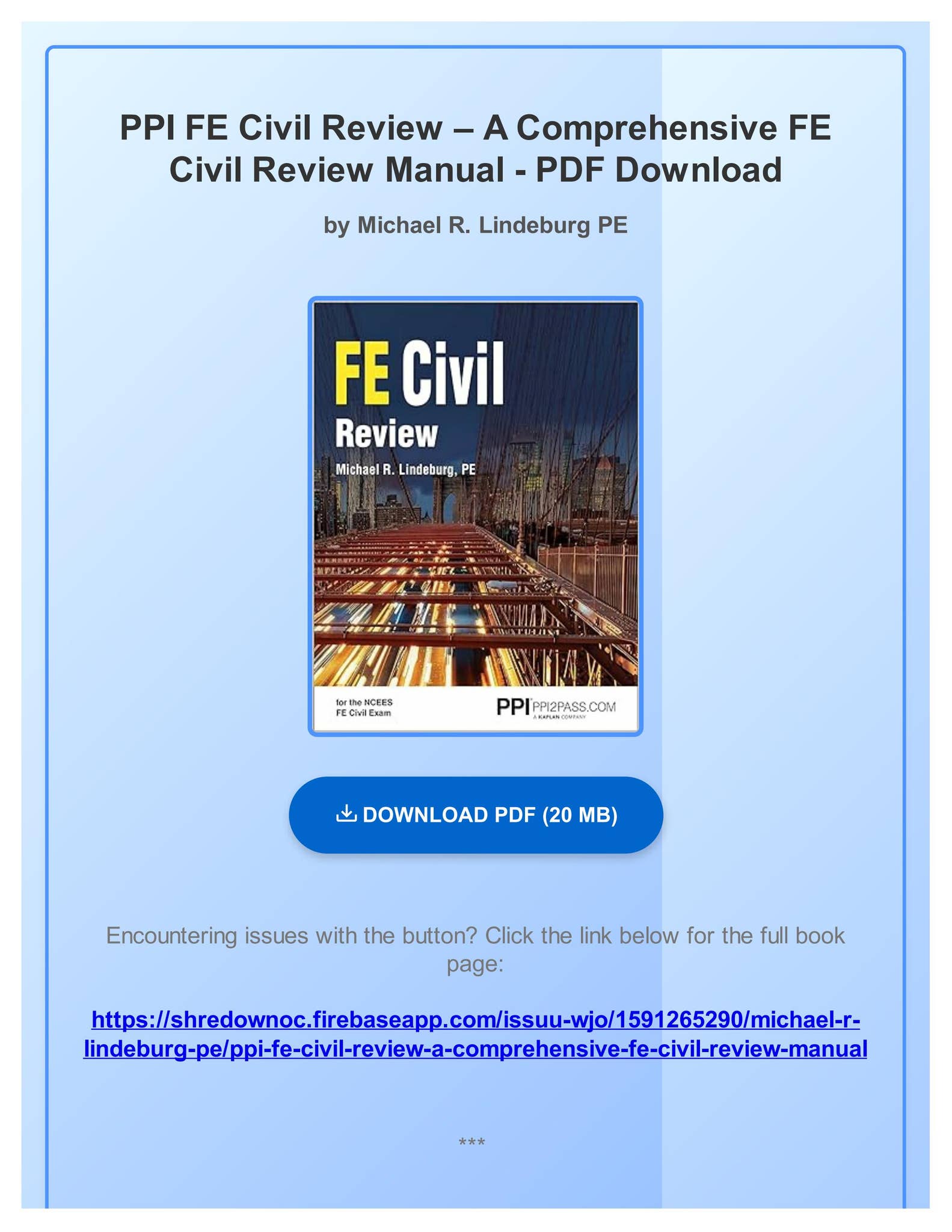 PDF) PPI FE Civil Review – A Comprehensive FE Civil Review