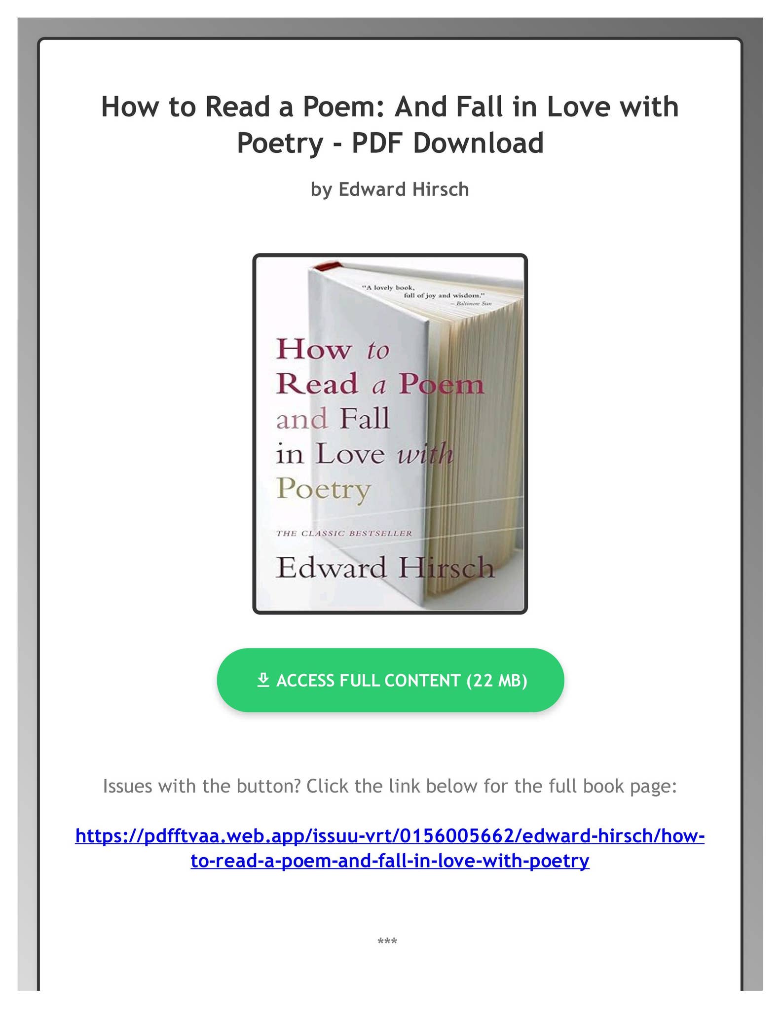 Free PDF How to Read a Poem: And Fall in Love with Poetry by Edward ...