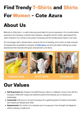 Find Trendy T-Shirts and Shirts for Women - Cote Azura 