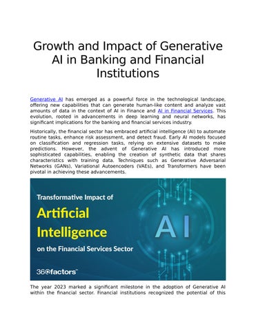Growth and Impact of Generative AI in Banking and Financial ...