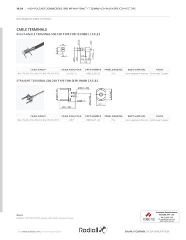 Rojone Pty Ltd Radiall Non-Magnetic Connectors 家具目录 第 24 页