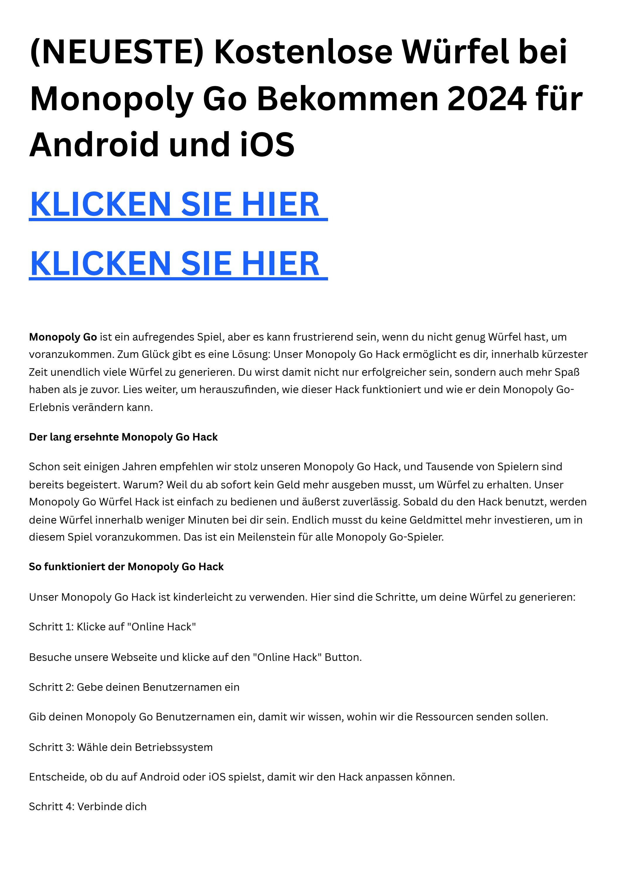 (DEUTSCH)Gratis Würfel Monopoly Go Hol dir deine kostenlosen Würfel jetzt! by Monopoly Go