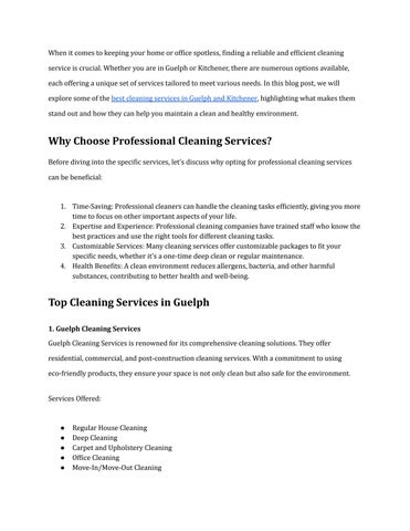 Top Cleaning Services in Guelph & Kitchener | Trusted & Reliable Cleaners