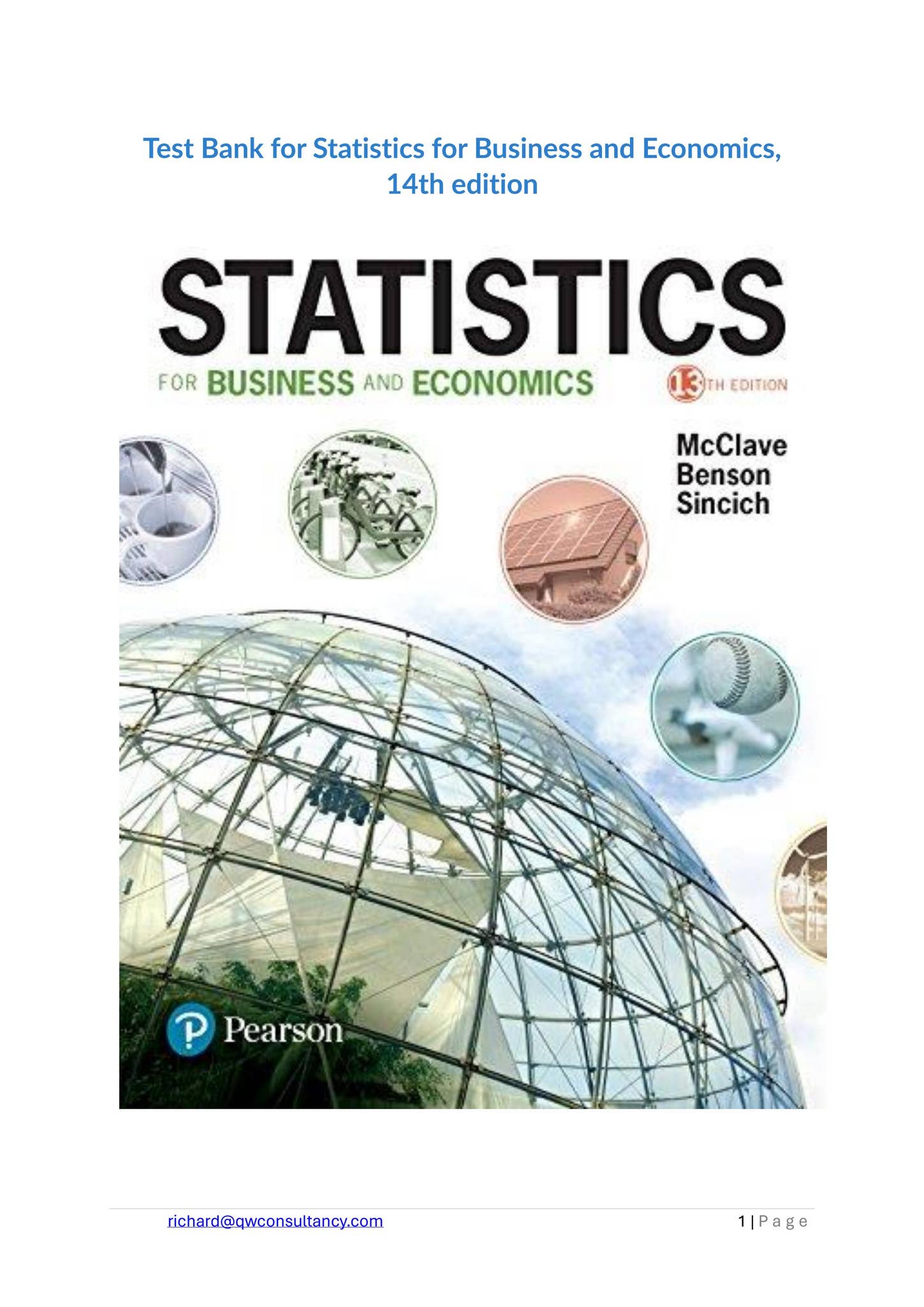 Test Bank for Statistics for Business and Economics, 14th edition by ...
