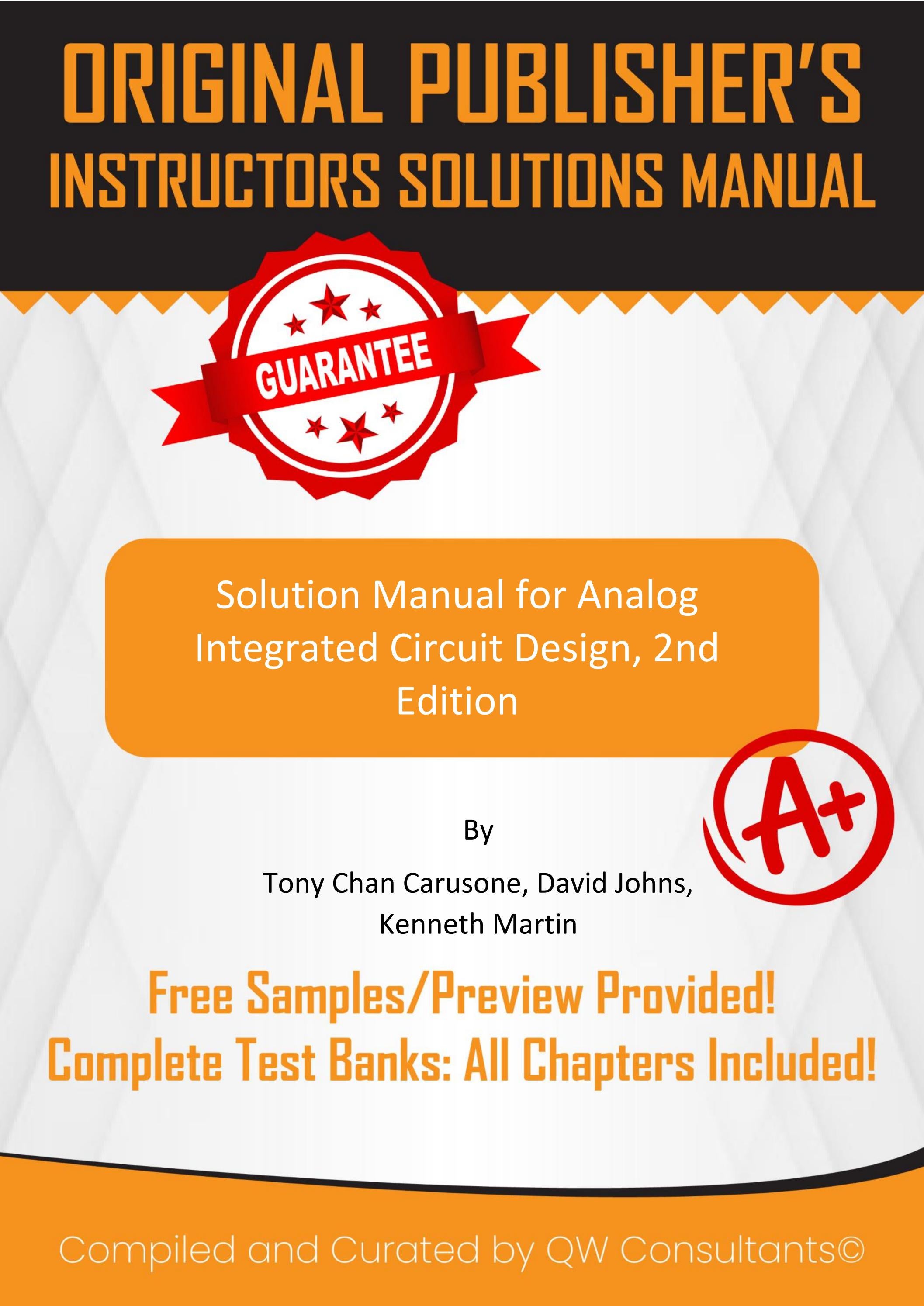 Solution Manual for Analog Integrated Circuit Design, 2nd Edition, Tony