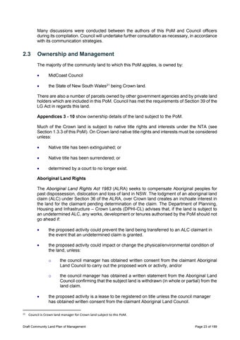 MidCoast Community Land (Generic) Plan of Management 第 23 页