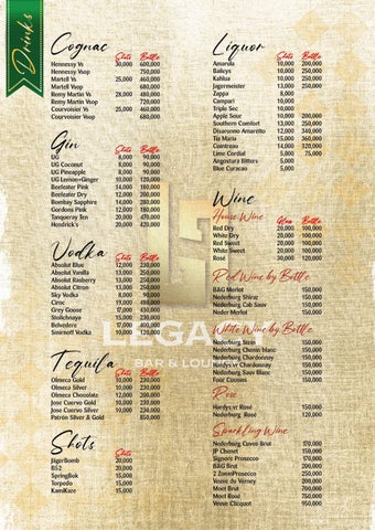 LEGACY BAR - DRINKS MENU