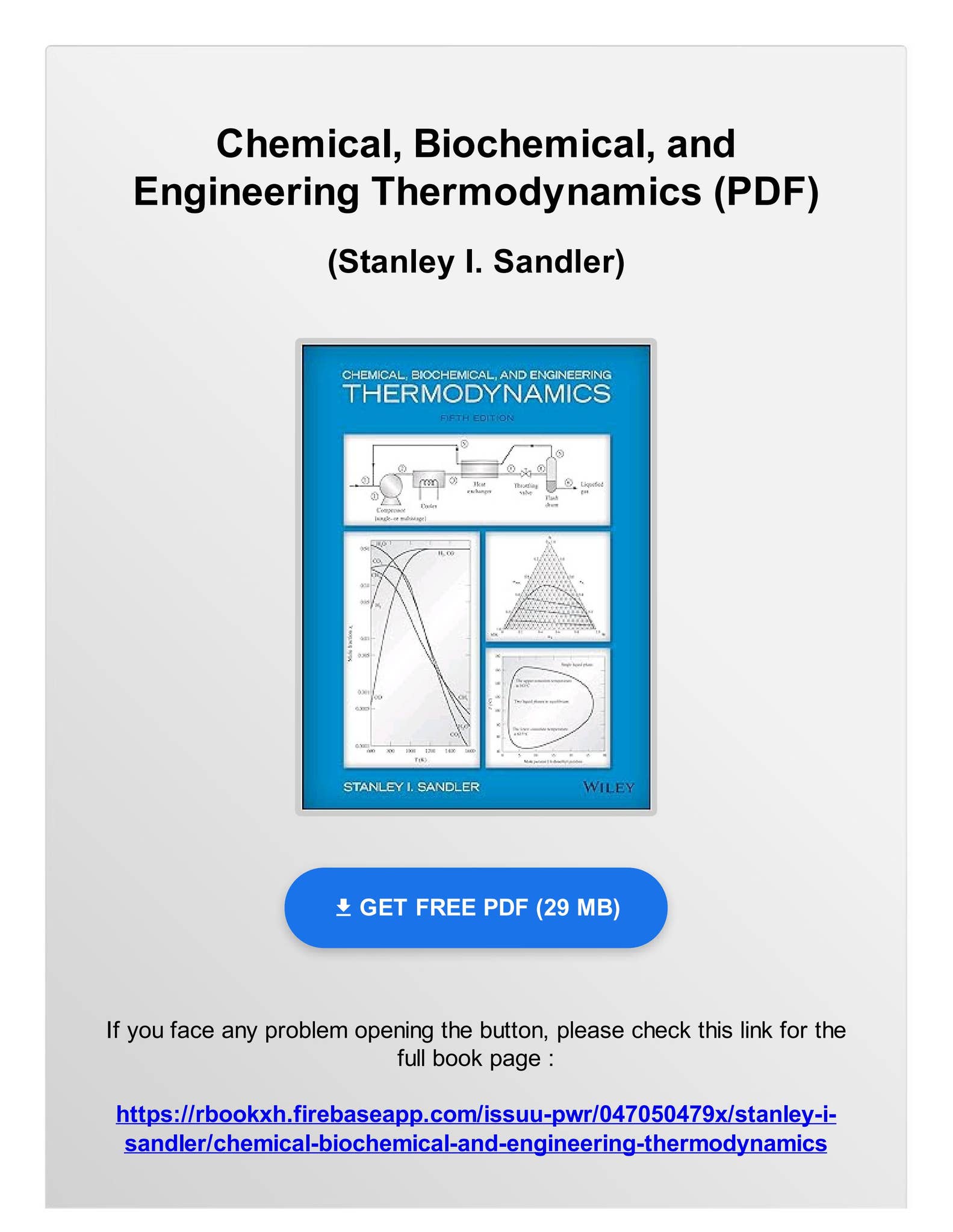 PDF Chemical, Biochemical, and Engineering Thermodynamics by