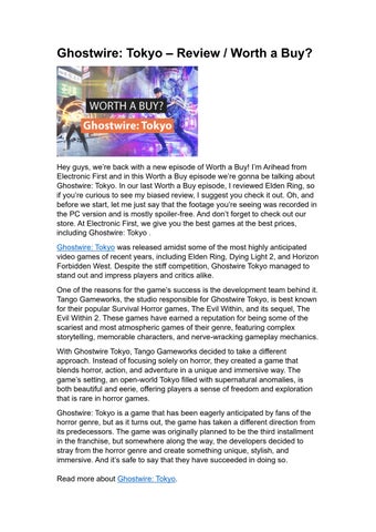 Ghostwire: Tokyo – Review / Worth a Buy? 