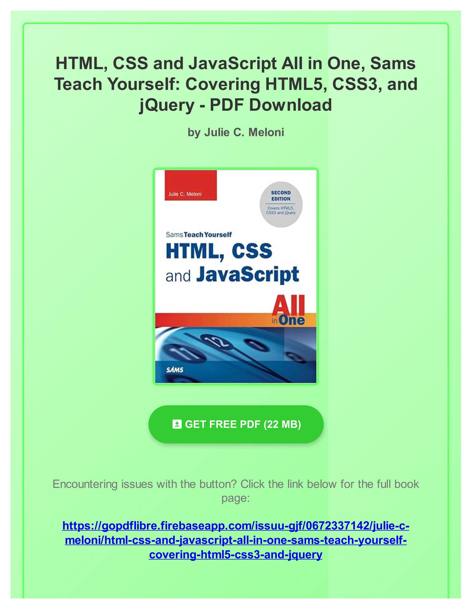 (PDF Free) HTML, CSS and JavaScript All in One, Sams Teach Yourself ...
