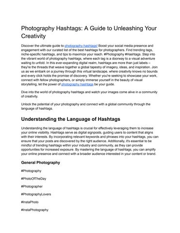 Photography Hashtags A Guide to Unleashing Your Creativity