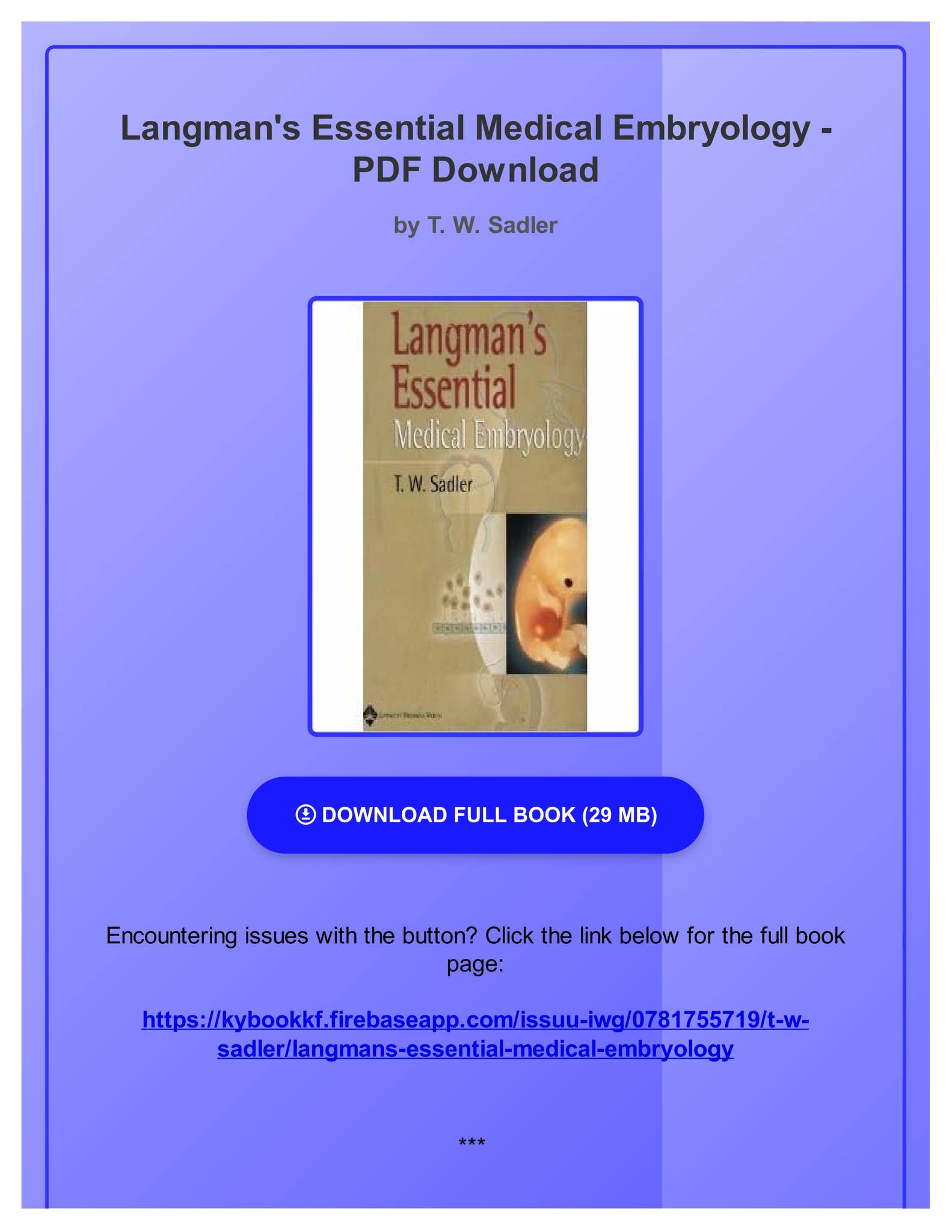 Langman&#39;s Medical Embryology [ペーパーバック] Sadler PhD， Dr. T.W. Amazon | Langman's Medical Embryology | Sadler, T. W., Ph.D