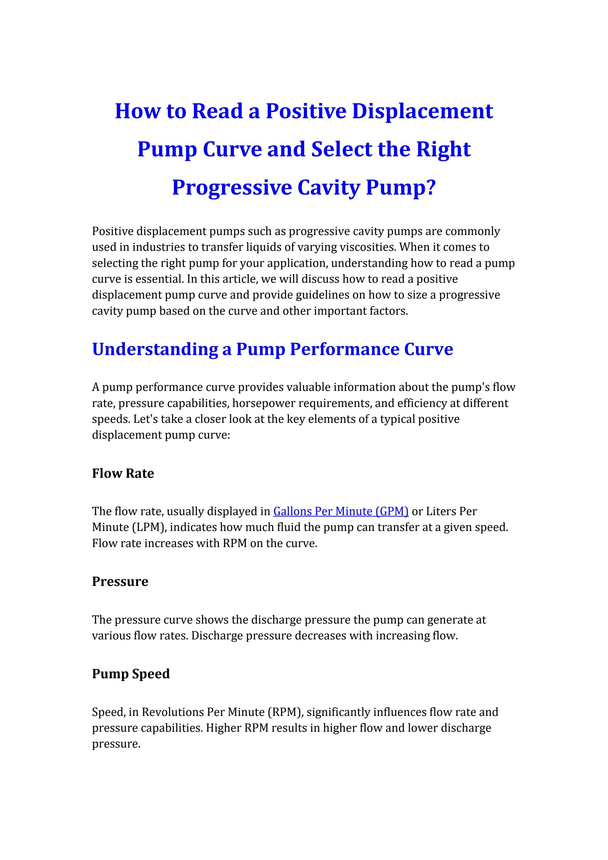 How to Read a Positive Displacement Pump Curve and Select the Right ...
