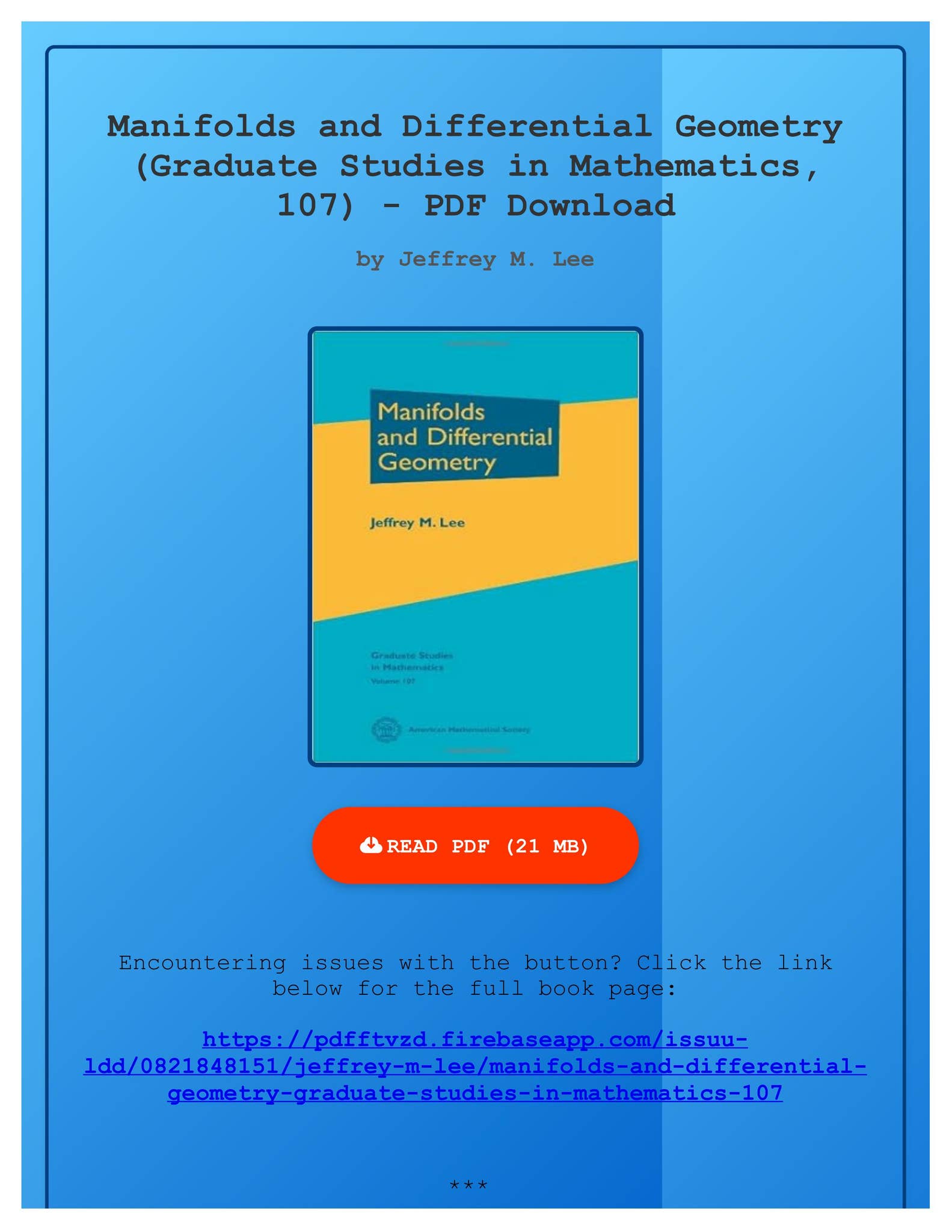 PDF Manifolds and Differential Geometry (Graduate Studies in