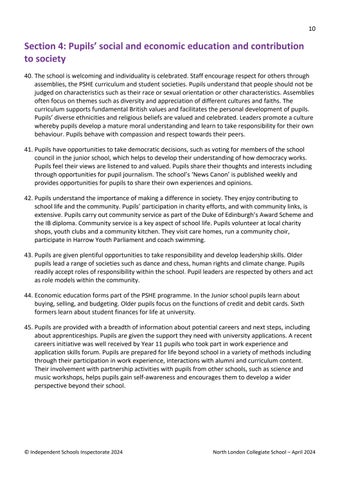 North London Collegiate 教育 - Inspection Report 第 10 页