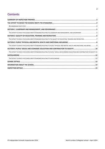 North London Collegiate 教育 - Inspection Report 第 2 页