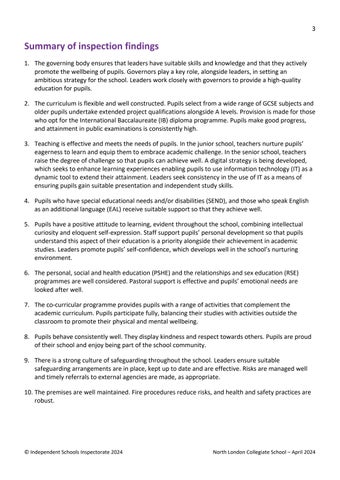 North London Collegiate 教育 - Inspection Report 第 3 页
