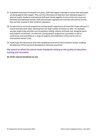 North London Collegiate 教育 - Inspection Report 第 7 页