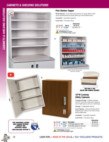 Health Care Logistics 家具目录 · Cabinets × 层架 Solutions 第 12 页